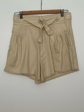 Free People Women's High-Waist Tie-Belt Shorts - Cream